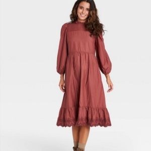 NWT Universal Thread Prairie Midi Dress Eyelet Pink